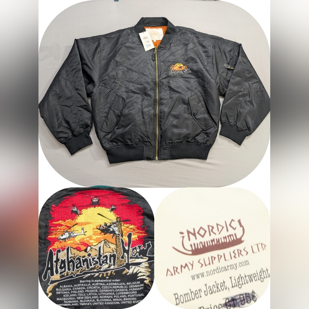 VINTAGE Nordic Army Bomber Jacket Mens 2XL Afghanistan Now Embroidered Flight